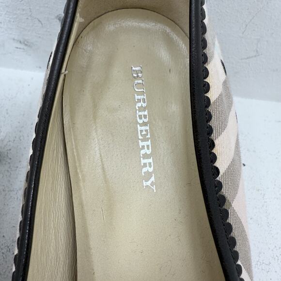 Burberry Nova Check Bow Heels Size 38.5 US 8 Pink Plaid Canvas Pumps Kitten Heel - Picture 7 of 9